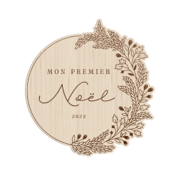 Carte en bois Mon premier Noël pour photo bébé