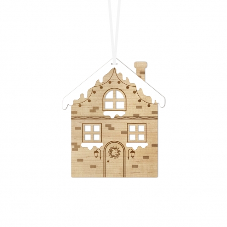 Suspension de Noël en bois, chalet de Noël