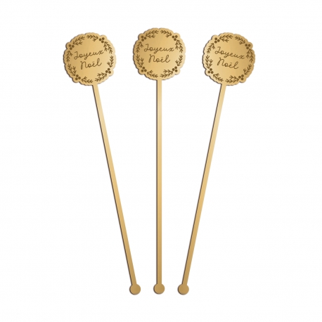 Touillette Joyeux Noël couronne, décoration table de Noël