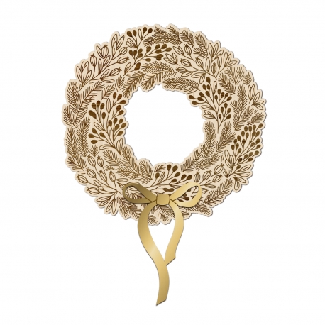 Décoration murale de Noël, couronne de sapin gravée