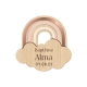 Magnet en bois baptême thème arc-en-ciel, nuance G