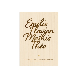 Affiche en bois personnalisée prénoms famille, décoration murale originale