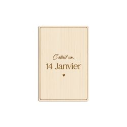 Carte postale en bois personnalisée date de rencontre