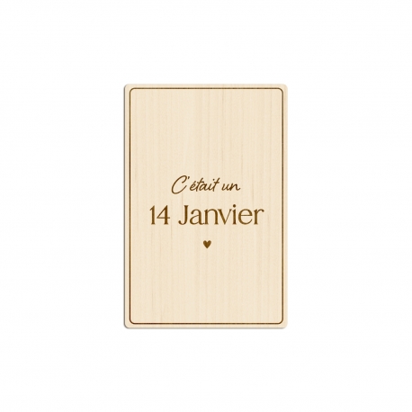 Carte postale en bois personnalisée date de rencontre