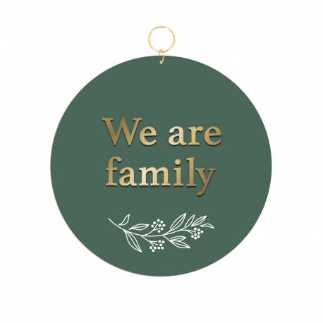 Médaillon We are family, décoration murale version vert eucalyptus