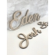 Prénom en bois personnalisé, calligraphie bois médium