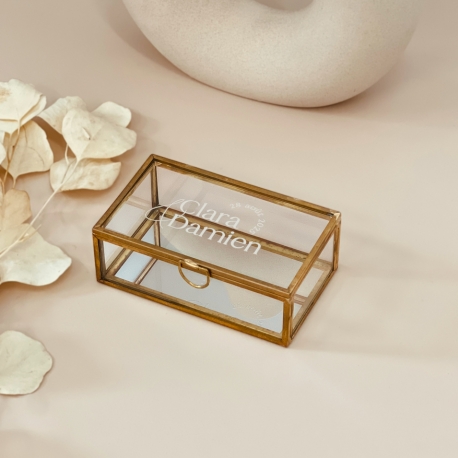 Boîte à alliances en verre personnalisée line