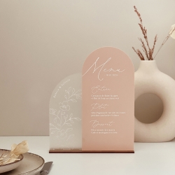 Menu sur socle blossom, plexiglas mat