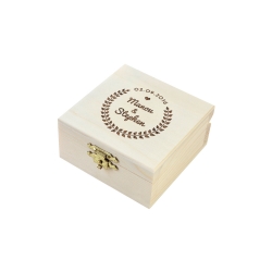 Boîte à alliances personnalisée mariage champêtre lauriers