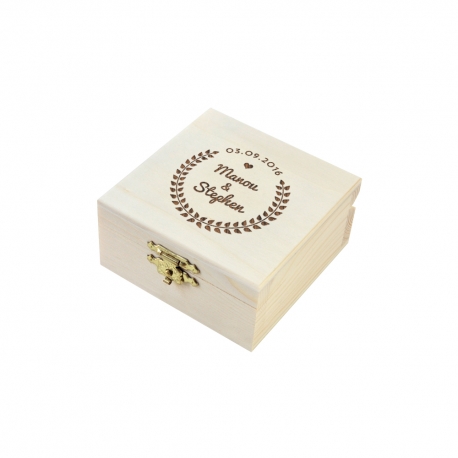 Boîte à alliances personnalisée mariage champêtre lauriers