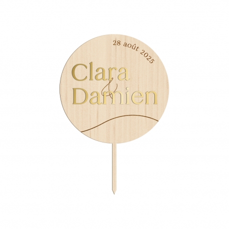 Cake topper en bois mariage personnalisé avec plexiglas