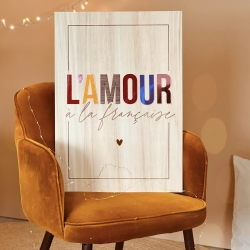 Affiche originale en bois message d'amour, décoration murale colorée