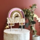 Anniversaire thème arc-en-ciel, cake topper personnalisé