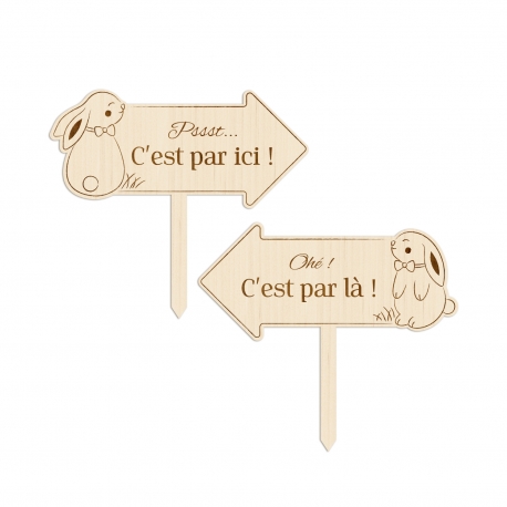 Flèche directionnelle en bois chasse aux oeufs Pâques