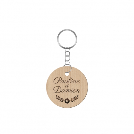 Porte-clé personnalisé mariage champêtre avec prénoms
