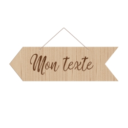 Panneau directionnel flèche en bois personnalisable texte sur-mesure