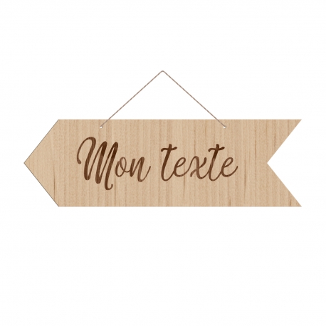 Panneau directionnel flèche en bois personnalisable texte sur-mesure