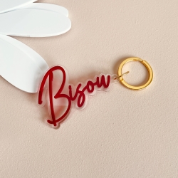 Porte-clé original et tendance style néon Bisou