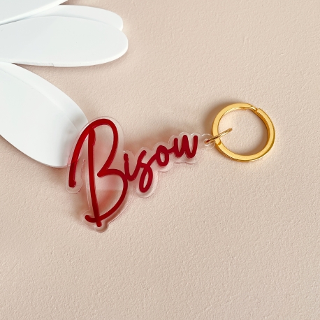 Porte-clé original et tendance style néon Bisou