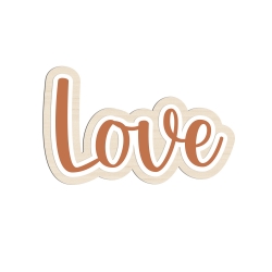 Enseigne murale Love originale tri-matières terracotta