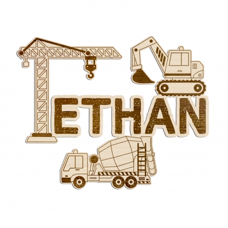 Enseigne murale personnalisée thème engins de chantier