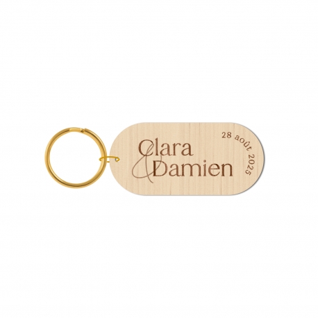 Porte-clé line personnalisable prénoms et date de mariage