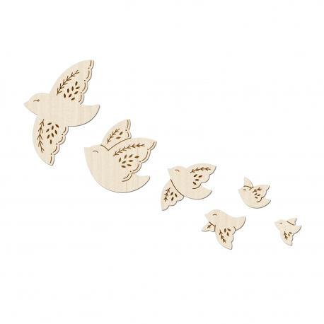 Envolée d'oiseaux en bois à accrocher, décoration murale originale