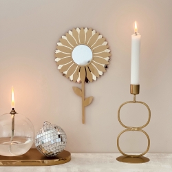 Décoration murale originale tournesol, miroir fleur