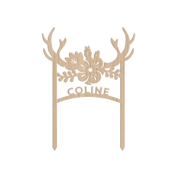 Cake topper personnalisé bois de cerf et fleurs sauvages