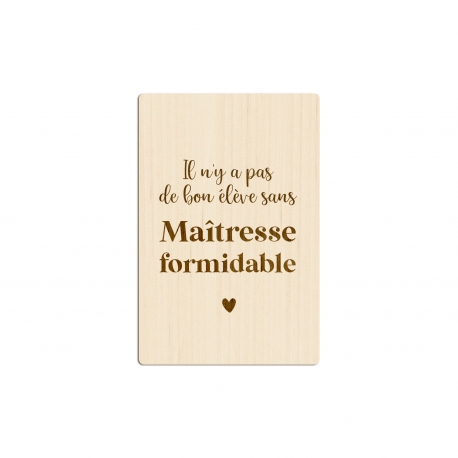 Carte postale en bois Maîtresse formidable