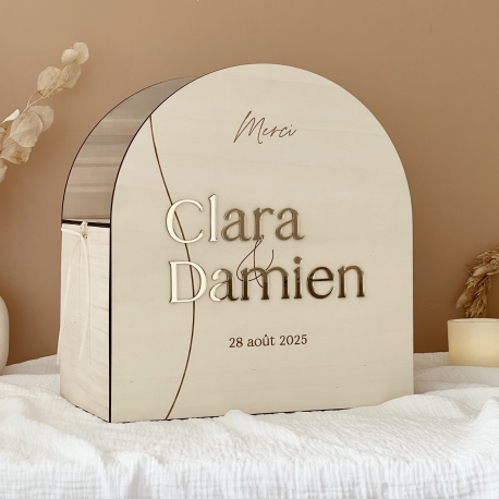 Urne de mariage en bois personnalisée, collection minimaliste