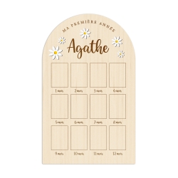 Panneau en bois personnalisé première année, thème marguerite