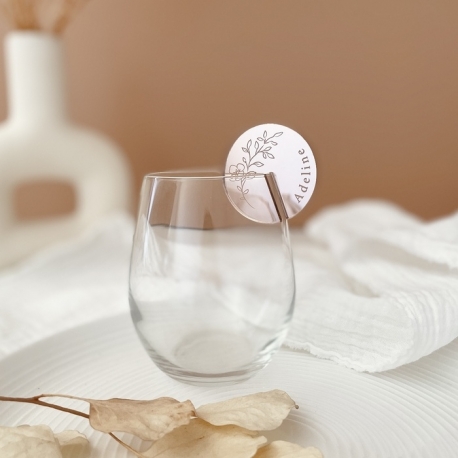 Marque-places mariage originaux, rondelles de verre personnalisées