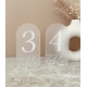 Numéros de table mariage chic, plexiglas blanc opale