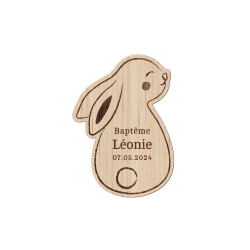 Magnet personnalisé en bois petit lapin