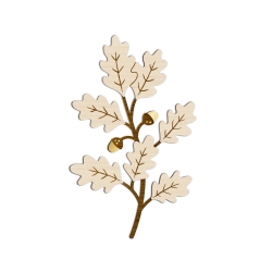 Décoration murale d'automne, branche de chêne en bois