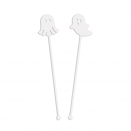 Touillette à cocktail Halloween, fantôme plexiglas blanc