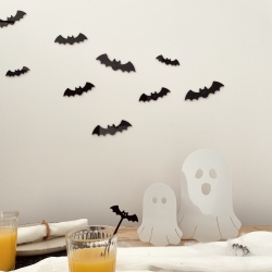 Lot de 3 chauve-souris plexiglas noir, décoration Halloween