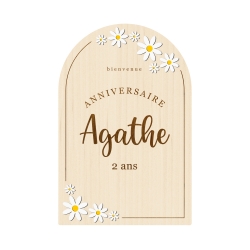 Panneau de bienvenue en bois anniversaire ou baptême thème marguerite