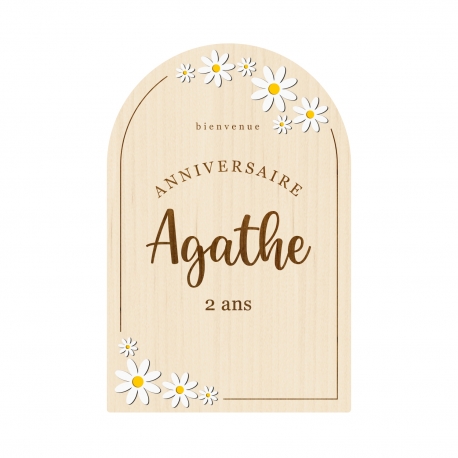 Panneau de bienvenue en bois anniversaire ou baptême thème marguerite