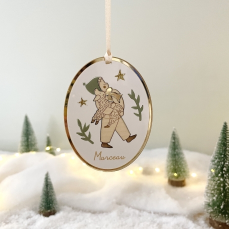 Boule de Noël à personnaliser, L'enfant et l'agneau, Atelier Oranger