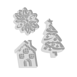 Emporte-pièces de Noël, chalet, sapin et flocon