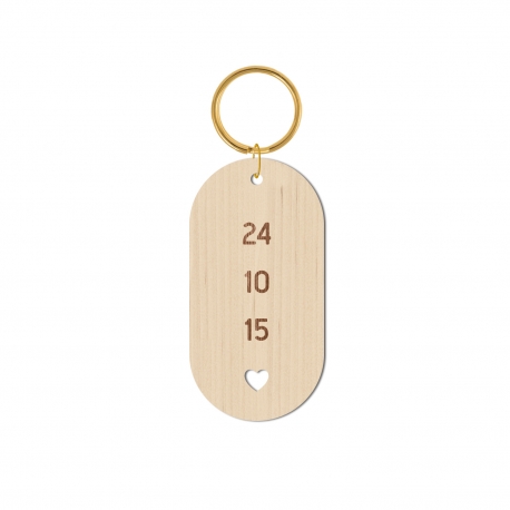 Porte-clé date à personnaliser, cadeau St Valentin