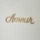 Enseigne Amour métallisé or, mot mural