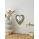 Coeur ex-voto mat sauge, décoration originale rétro