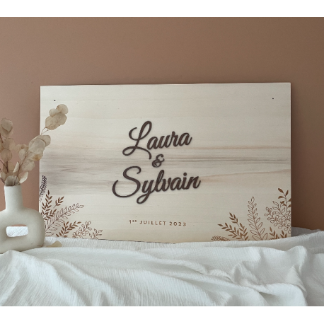 Panneau de bienvenue mariage personnalisé, modèle jardin sauvage