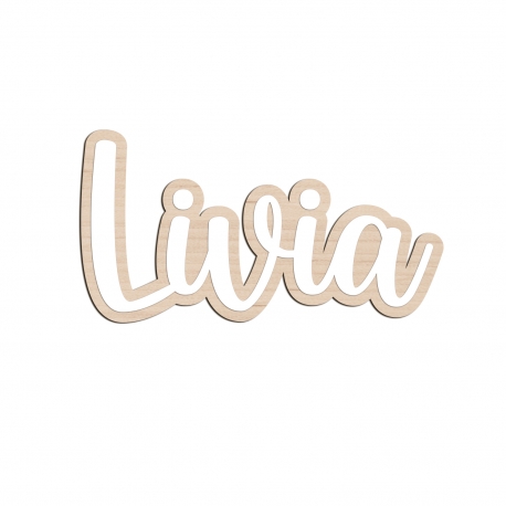 Prénom enfant en bois bi-matière, base bois lettrage plexiglas
