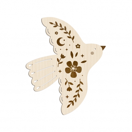 Décoration murale poétique Oiseau en bois