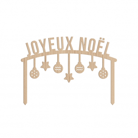 Cake topper joyeux noël décoration bûche sapin boule étoile