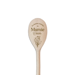 Cadeau fête des grand-mères, cuillère en bois personnalisée tulipes